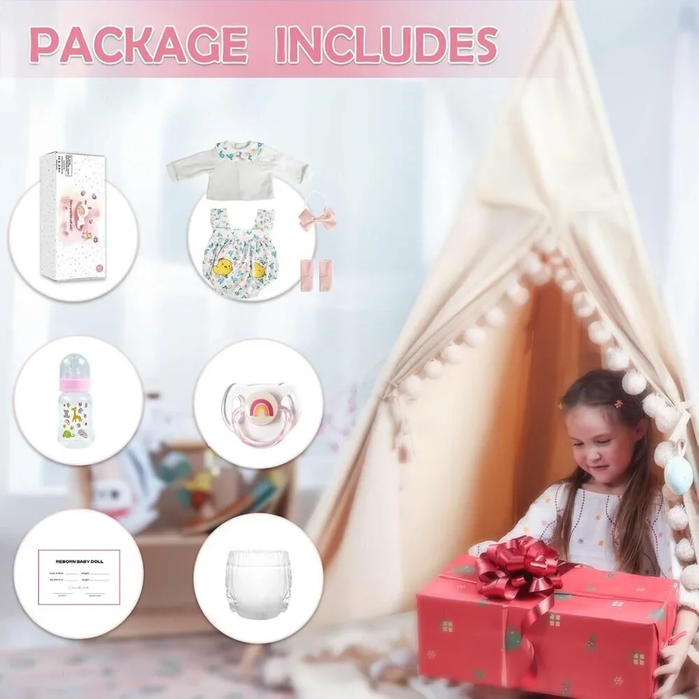 🆕18Inch Soft Cloth Body Newborn Baby Poseable Limbs Lola Doll Reborn Baby Girl